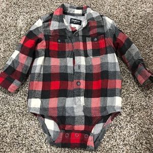 Plaid onesie long sleeve